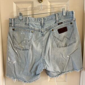 Wrangler Light Wash Distressed Denim Cutoff Shorts